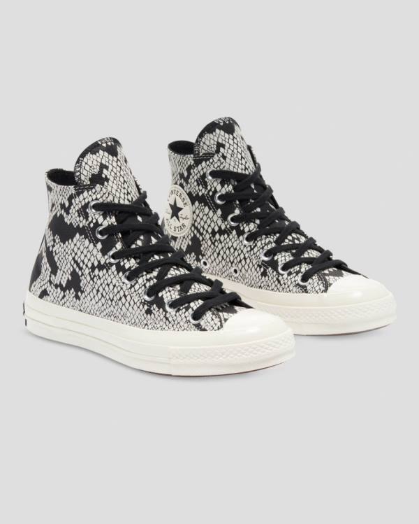 Converse Chuck 70 Læder Snake Print Sneakers High Beige Sort | CV-798XFA