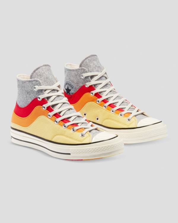 Converse Chuck 70 Nor'Easter Felted Layered Sneakers High Grå Rød Gul | CV-615TUY