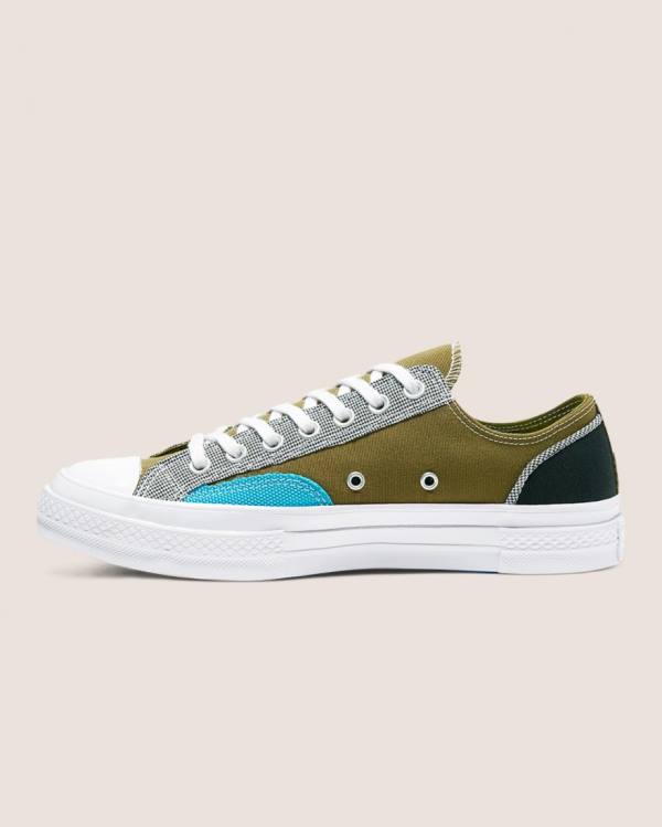 Converse Chuck 70 Patchwork Sneakers Low Olivengrøn Blå | CV-541FIK