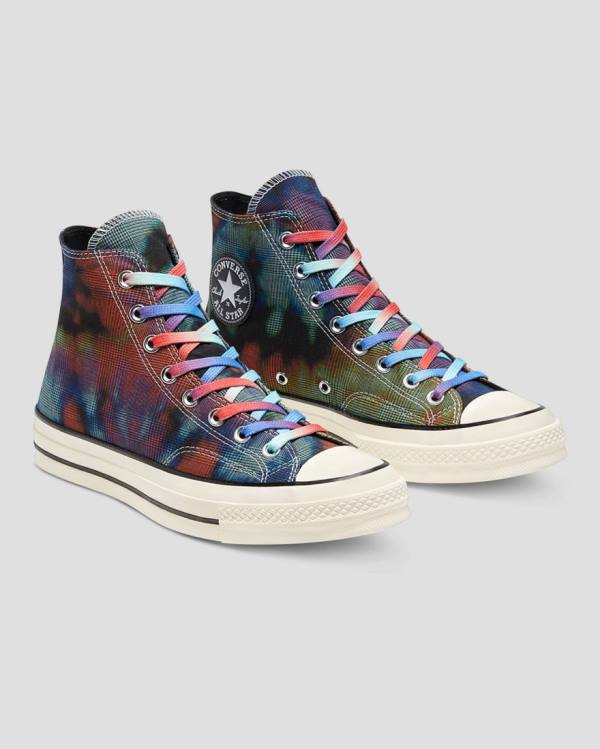 Converse Chuck 70 Plaid Tie Dye Sneakers High Sort | CV-149OXB