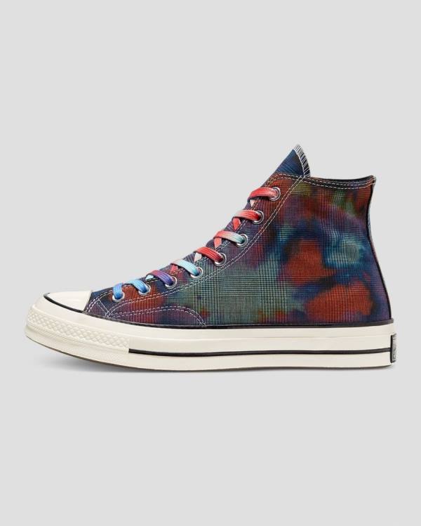 Converse Chuck 70 Plaid Tie Dye Sneakers High Sort | CV-149OXB