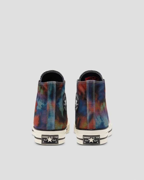 Converse Chuck 70 Plaid Tie Dye Sneakers High Sort | CV-149OXB