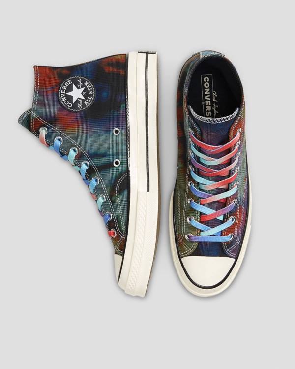 Converse Chuck 70 Plaid Tie Dye Sneakers High Sort | CV-149OXB