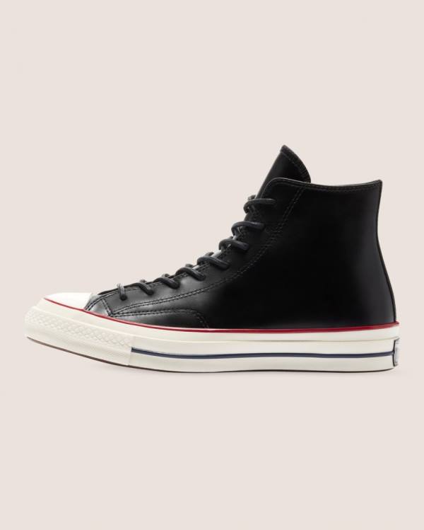 Converse Chuck 70 Premium Læder Sneakers High Sort | CV-187AZY