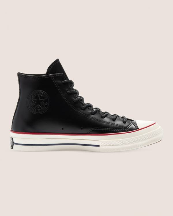 Converse Chuck 70 Premium Læder Sneakers High Sort | CV-187AZY