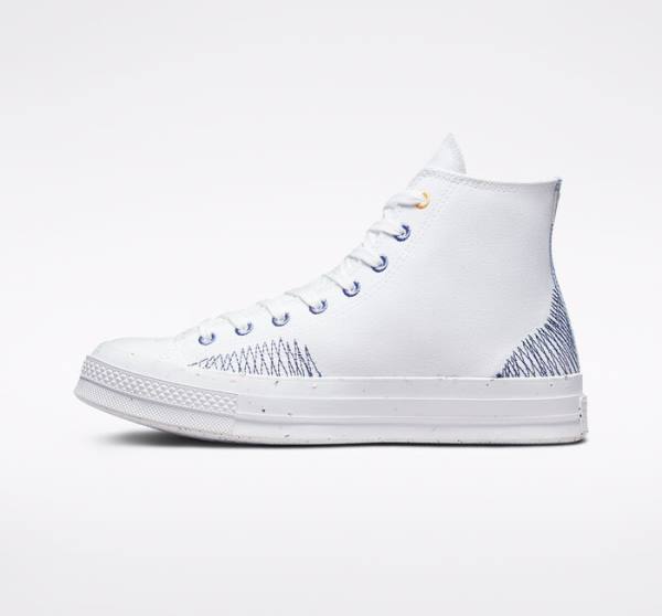 Converse Chuck 70 Stitched Sneakers High Hvide Indigo | CV-309SDX