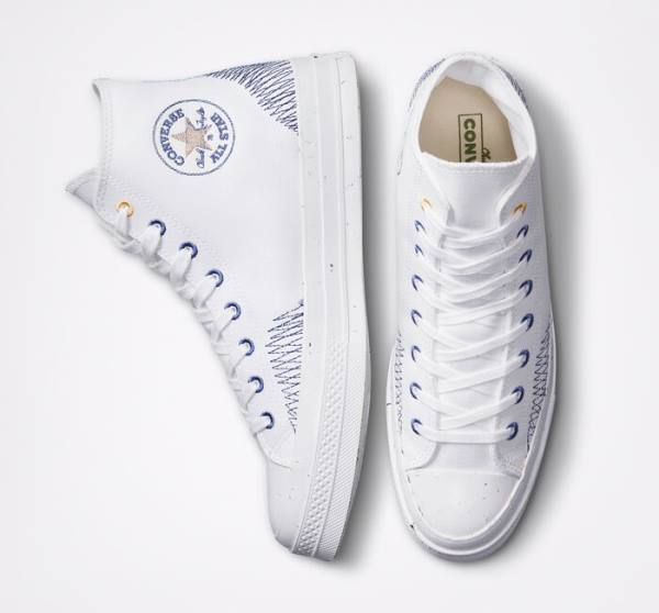 Converse Chuck 70 Stitched Sneakers High Hvide Indigo | CV-309SDX