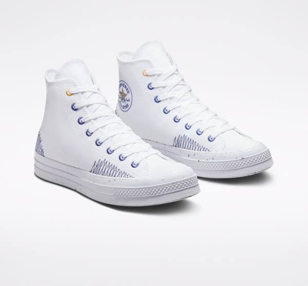 Converse Chuck 70 Stitched Sneakers High Hvide Indigo | CV-309SDX