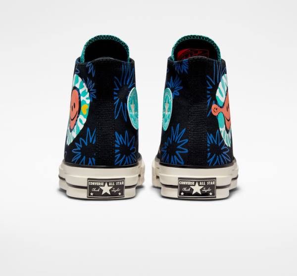 Converse Chuck 70 Sunny Floral Sneakers High Sort Turkis Kongeblå | CV-206TFR