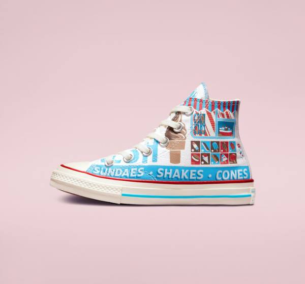 Converse Chuck 70 Sweet Scoops Sneakers High Hvide Blå Rød | CV-498HVP