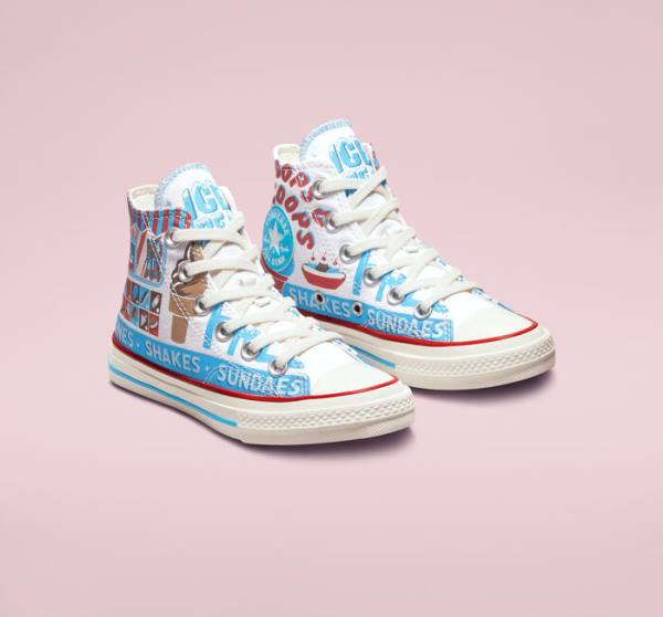 Converse Chuck 70 Sweet Scoops Sneakers High Hvide Blå Rød | CV-498HVP