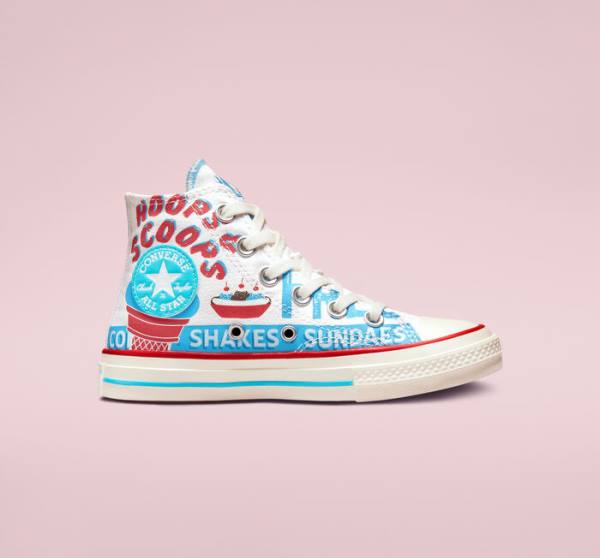 Converse Chuck 70 Sweet Scoops Sneakers High Hvide Blå Rød | CV-498HVP