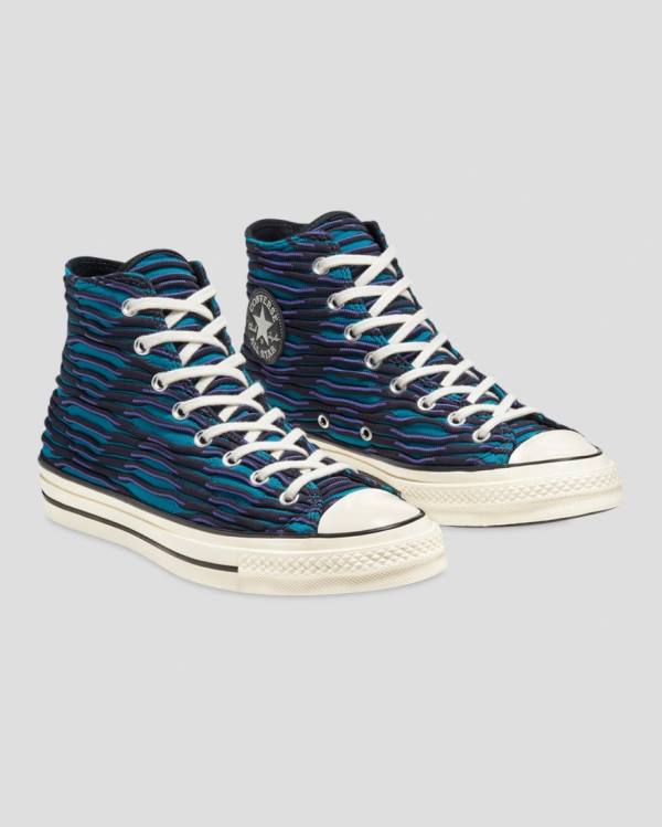 Converse Chuck 70 Wavy Knit Sneakers High Blå | CV-047ZSH