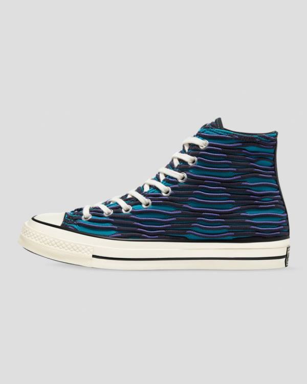 Converse Chuck 70 Wavy Knit Sneakers High Blå | CV-047ZSH