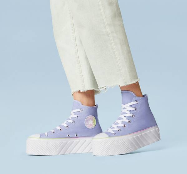 Converse Chuck Taylor All Star 2X Lift Platform Pastel Gradient Sneakers High Blå Hvide | CV-216BPU