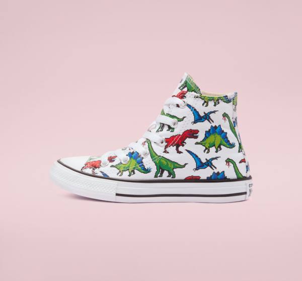 Converse Chuck Taylor All Star 8-Bit Dino Sneakers High Hvide Blå | CV-857HRY