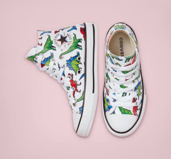 Converse Chuck Taylor All Star 8-Bit Dino Sneakers High Hvide Blå | CV-857HRY