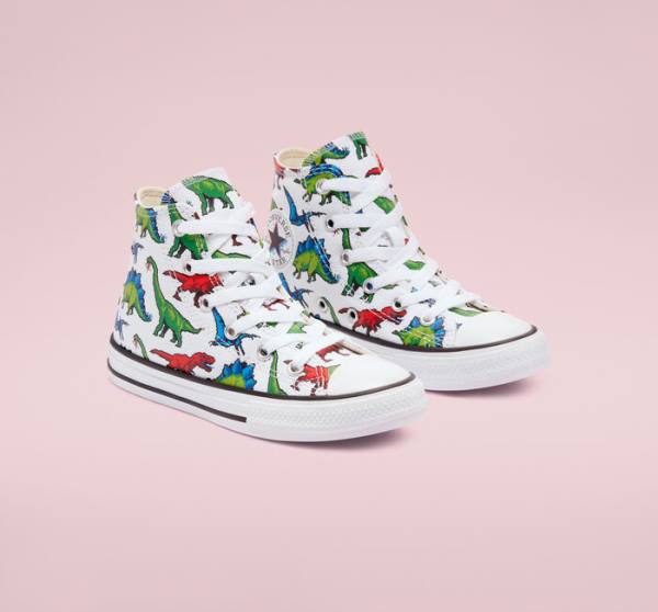 Converse Chuck Taylor All Star 8-Bit Dino Sneakers High Hvide Blå | CV-857HRY