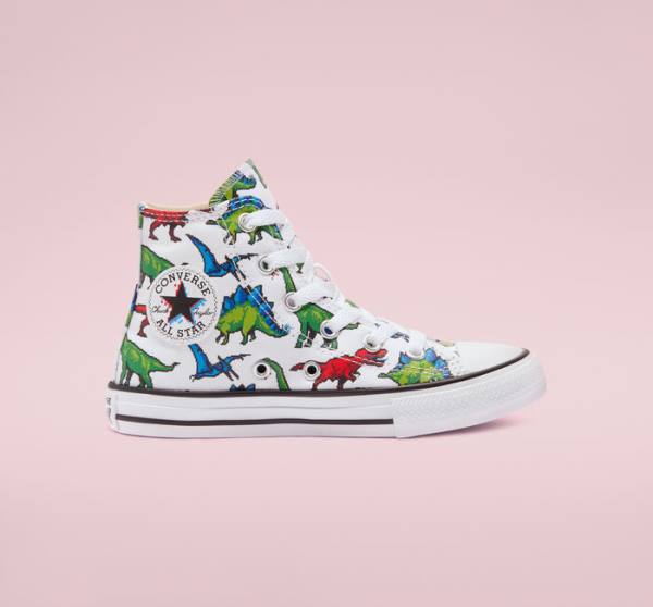 Converse Chuck Taylor All Star 8-Bit Dino Sneakers High Hvide Blå | CV-857HRY