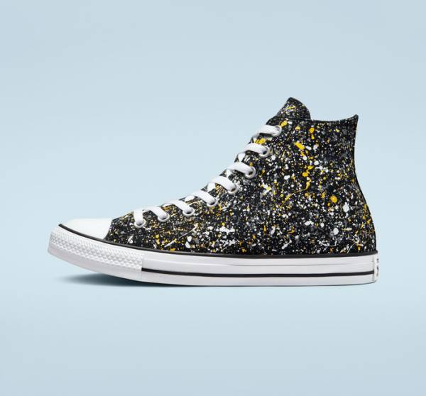 Converse Chuck Taylor All Star Archive Paint Splatter Sneakers High Sort Hvide | CV-187GUB