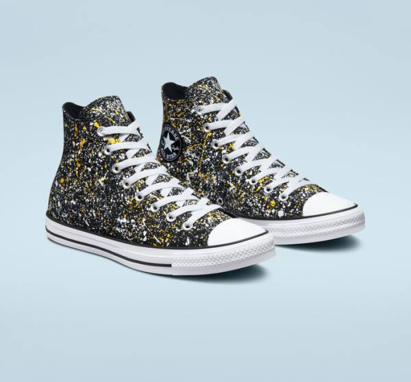 Converse Chuck Taylor All Star Archive Paint Splatter Sneakers High Sort Hvide | CV-187GUB