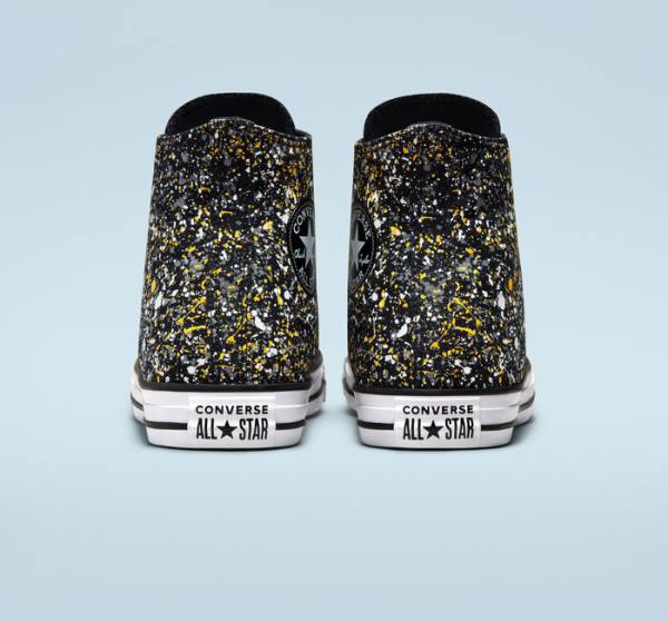 Converse Chuck Taylor All Star Archive Paint Splatter Sneakers High Sort Hvide | CV-187GUB