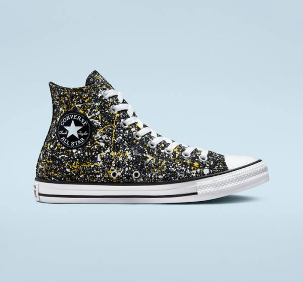 Converse Chuck Taylor All Star Archive Paint Splatter Sneakers High Sort Hvide | CV-187GUB