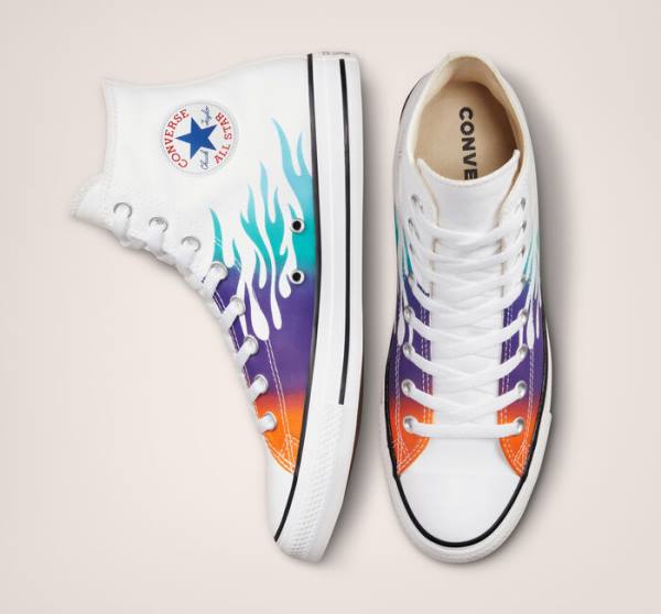 Converse Chuck Taylor All Star Archive Prints Sneakers High Hvide Blå Turkis | CV-243MDO