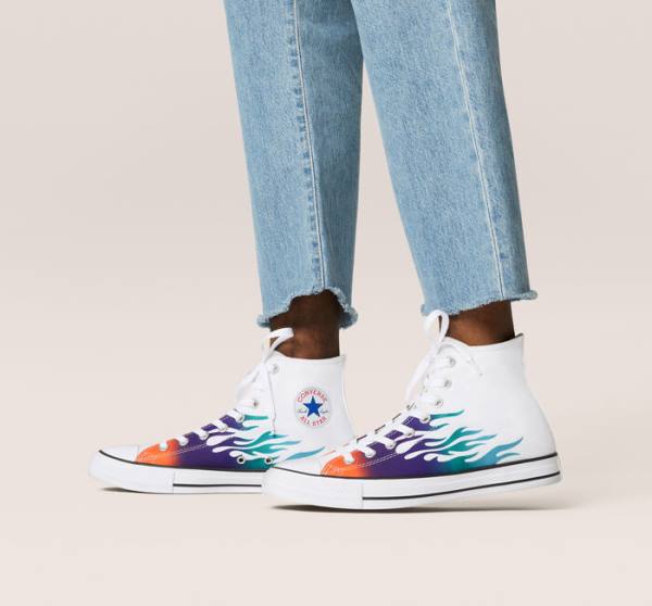 Converse Chuck Taylor All Star Archive Prints Sneakers High Hvide Blå Turkis | CV-243MDO