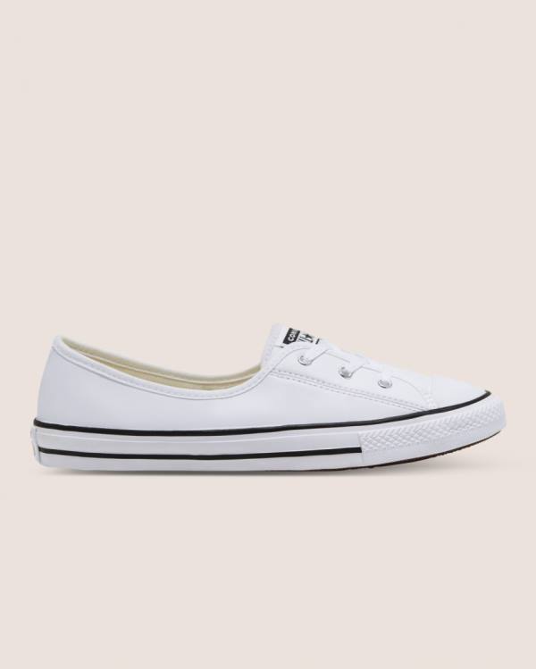 Converse Chuck Taylor All Star Ballet Blonder Faux Læder Slip Sneakers Low Hvide | CV-431UNT