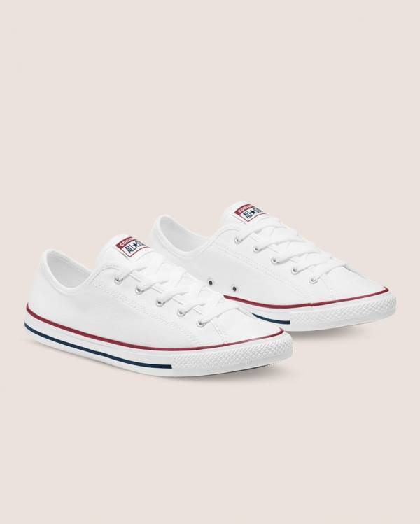 Converse Chuck Taylor All Star Dainty Basic Canvas Sneakers Low Hvide | CV-418QLU