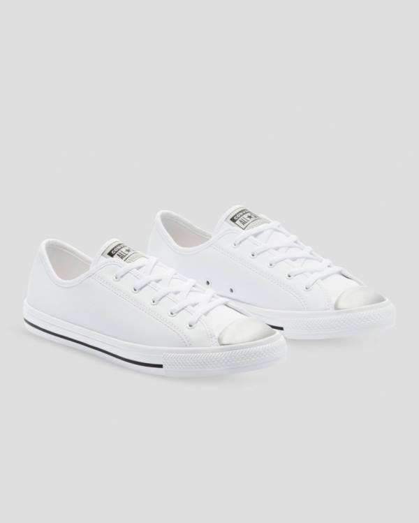 Converse Chuck Taylor All Star Dainty Mono Metallic Sneakers Low Hvide | CV-578TJW