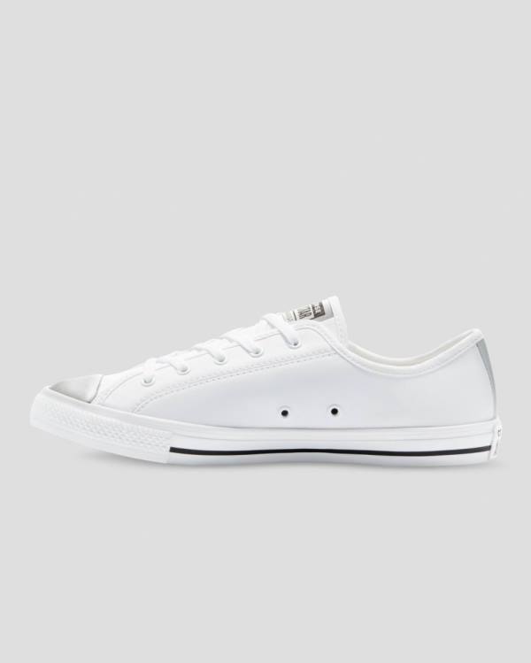 Converse Chuck Taylor All Star Dainty Mono Metallic Sneakers Low Hvide | CV-578TJW