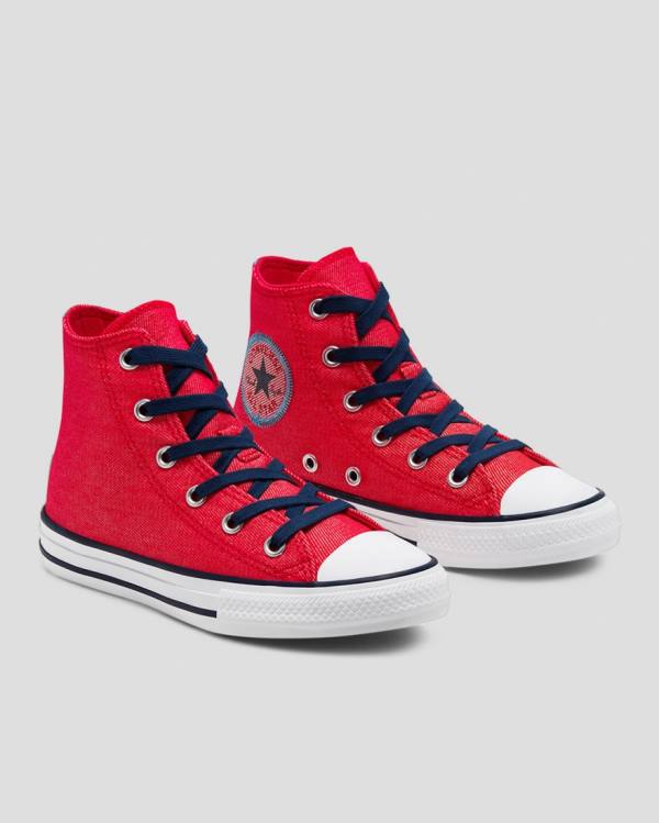 Converse Chuck Taylor All Star Denim Reverse Twill Sneakers High Rød | CV-684DPY