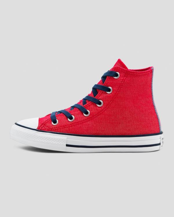 Converse Chuck Taylor All Star Denim Reverse Twill Sneakers High Rød | CV-684DPY