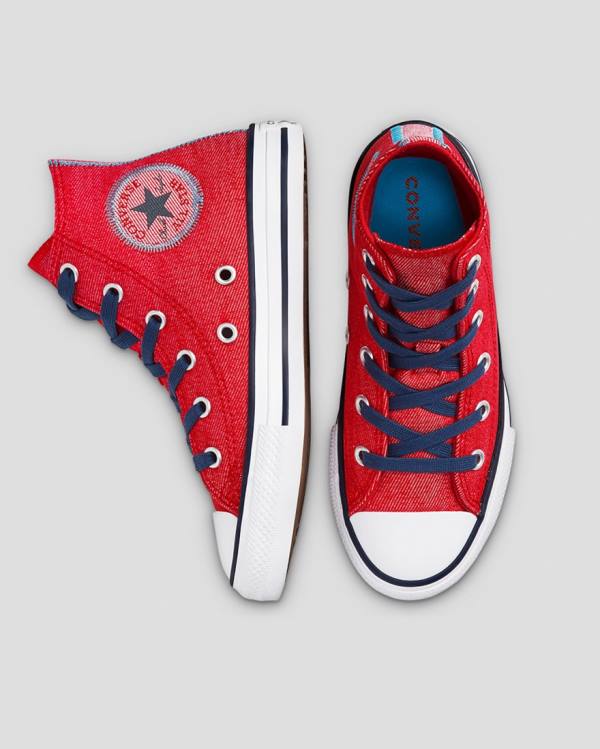 Converse Chuck Taylor All Star Denim Reverse Twill Sneakers High Rød | CV-684DPY