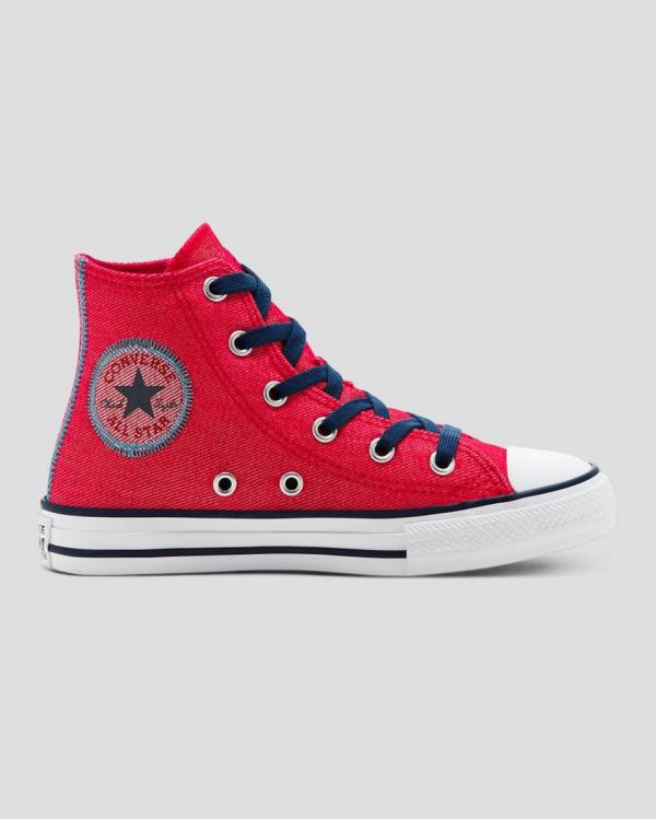 Converse Chuck Taylor All Star Denim Reverse Twill Sneakers High Rød | CV-684DPY