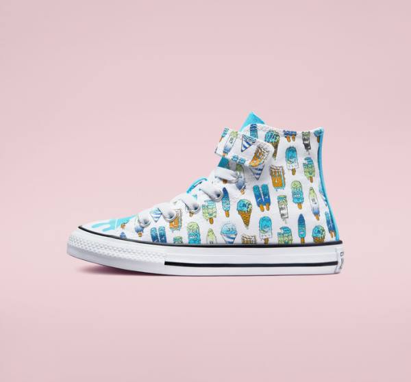 Converse Chuck Taylor All Star Easy-On Frozen Treats Sneakers High Hvide Blå Lysegrøn | CV-027XDJ