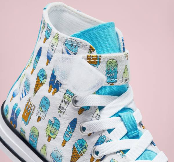 Converse Chuck Taylor All Star Easy-On Frozen Treats Sneakers High Hvide Blå Lysegrøn | CV-027XDJ