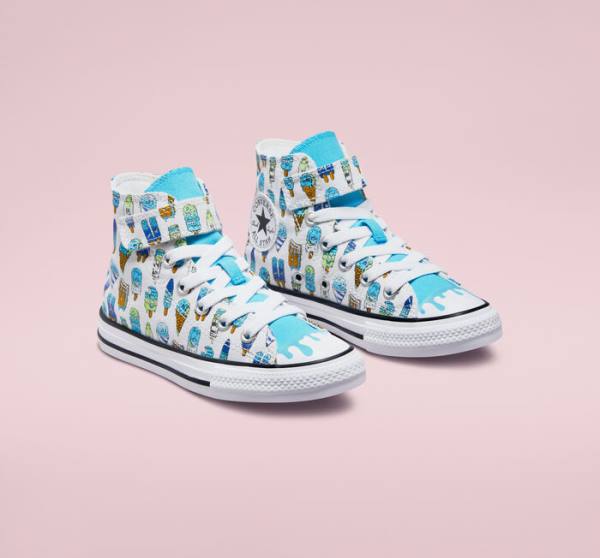 Converse Chuck Taylor All Star Easy-On Frozen Treats Sneakers High Hvide Blå Lysegrøn | CV-027XDJ