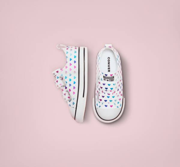 Converse Chuck Taylor All Star Easy-On Foil Hearts Sneakers Low Hvide Sort Lyserød | CV-035DPZ