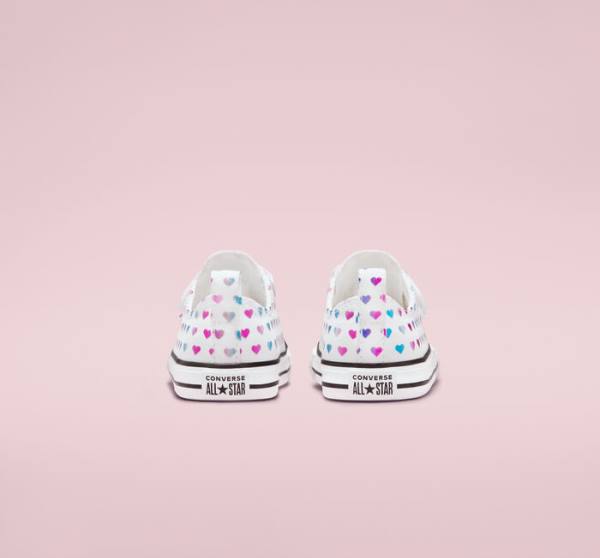 Converse Chuck Taylor All Star Easy-On Foil Hearts Sneakers Low Hvide Sort Lyserød | CV-035DPZ