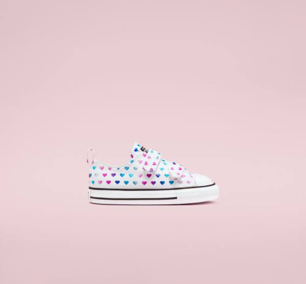 Converse Chuck Taylor All Star Easy-On Foil Hearts Sneakers Low Hvide Sort Lyserød | CV-035DPZ