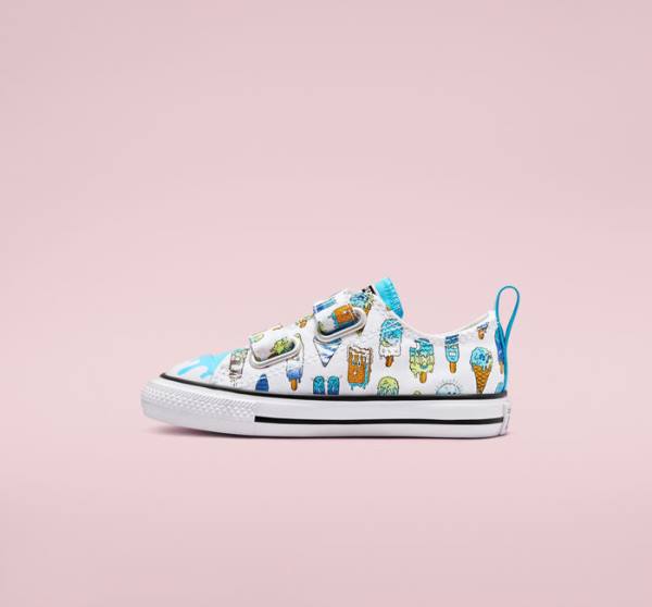 Converse Chuck Taylor All Star Easy-On Frozen Treats Sneakers Low Hvide Blå Lysegrøn | CV-086AVP