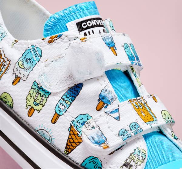 Converse Chuck Taylor All Star Easy-On Frozen Treats Sneakers Low Hvide Blå Lysegrøn | CV-086AVP