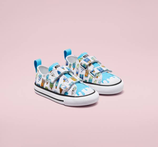 Converse Chuck Taylor All Star Easy-On Frozen Treats Sneakers Low Hvide Blå Lysegrøn | CV-086AVP