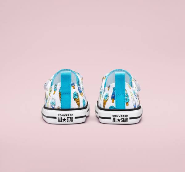 Converse Chuck Taylor All Star Easy-On Frozen Treats Sneakers Low Hvide Blå Lysegrøn | CV-086AVP