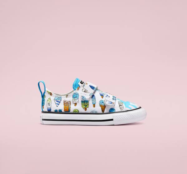 Converse Chuck Taylor All Star Easy-On Frozen Treats Sneakers Low Hvide Blå Lysegrøn | CV-086AVP