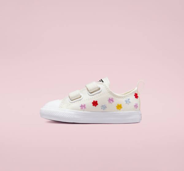 Converse Chuck Taylor All Star Easy-On Floral Embroidery Sneakers Low Hvide Hvide | CV-960ZSK