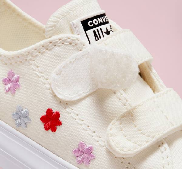 Converse Chuck Taylor All Star Easy-On Floral Embroidery Sneakers Low Hvide Hvide | CV-960ZSK